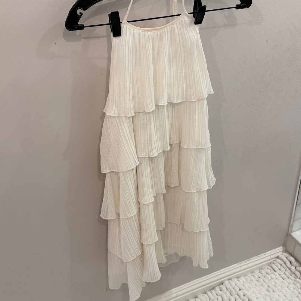 Zara M GUC Ruffle flowy boho Halter Dress White